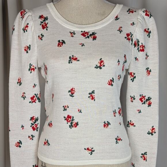 Naya Rea Cottagecore Floral Backless Sweater White Red Green Small - Picture 11 of 14